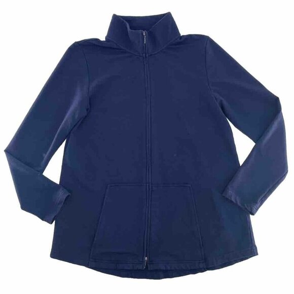 J Jill PureJill Navy Blue Full Zip Up Mock Neck‎ Sweatshirt Jacket Size Small - Picture 1 of 10